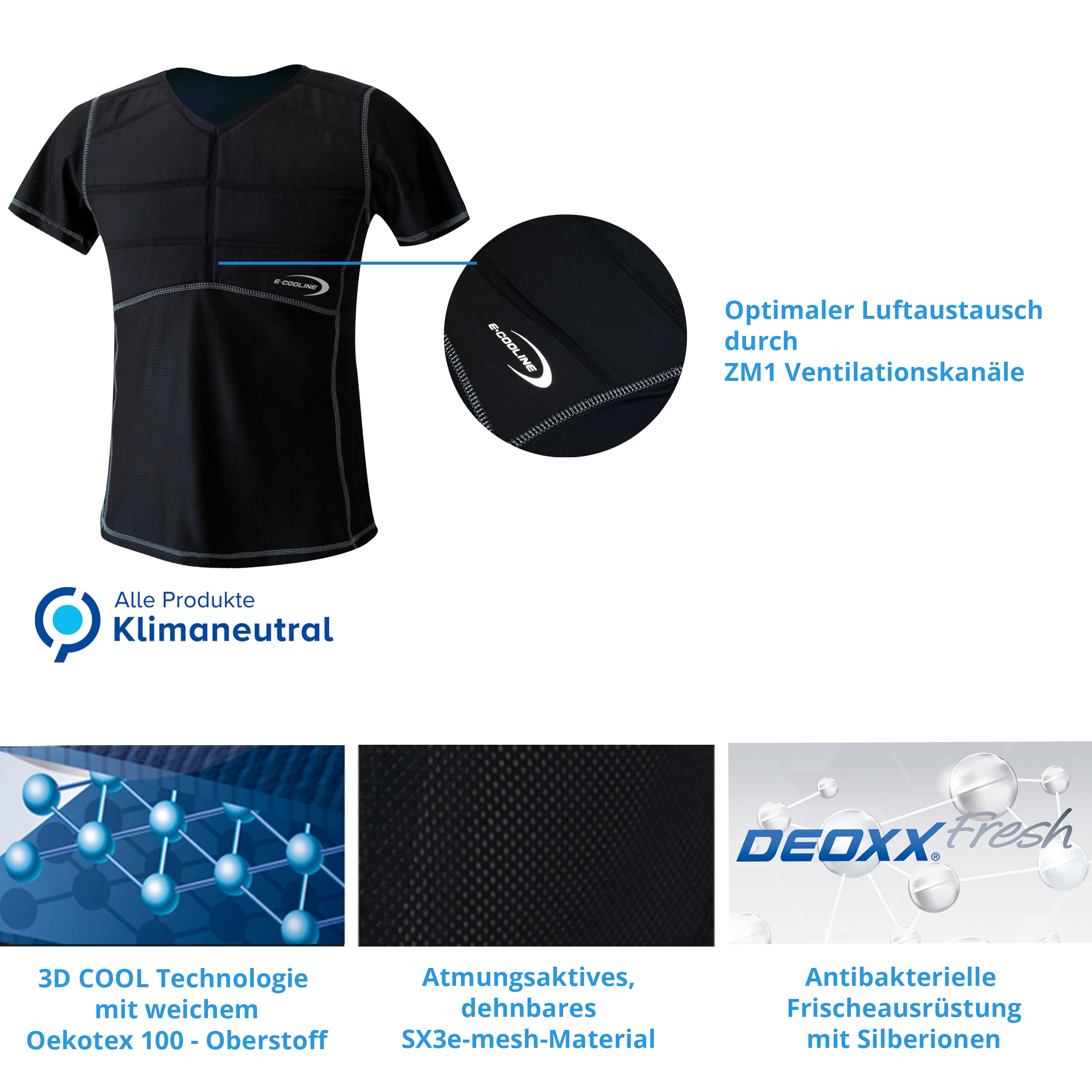 E.COOLINE Powercool SX3 T-Shirt / cooling shirt - cooling t-shirt