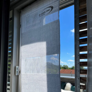 Cooling curtains from E.COOLINE provide shade on sunny days