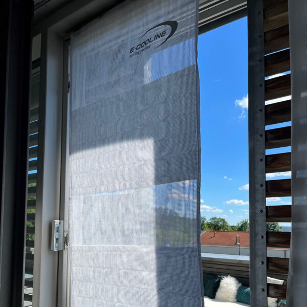 Cooling curtains from E.COOLINE provide shade on sunny days