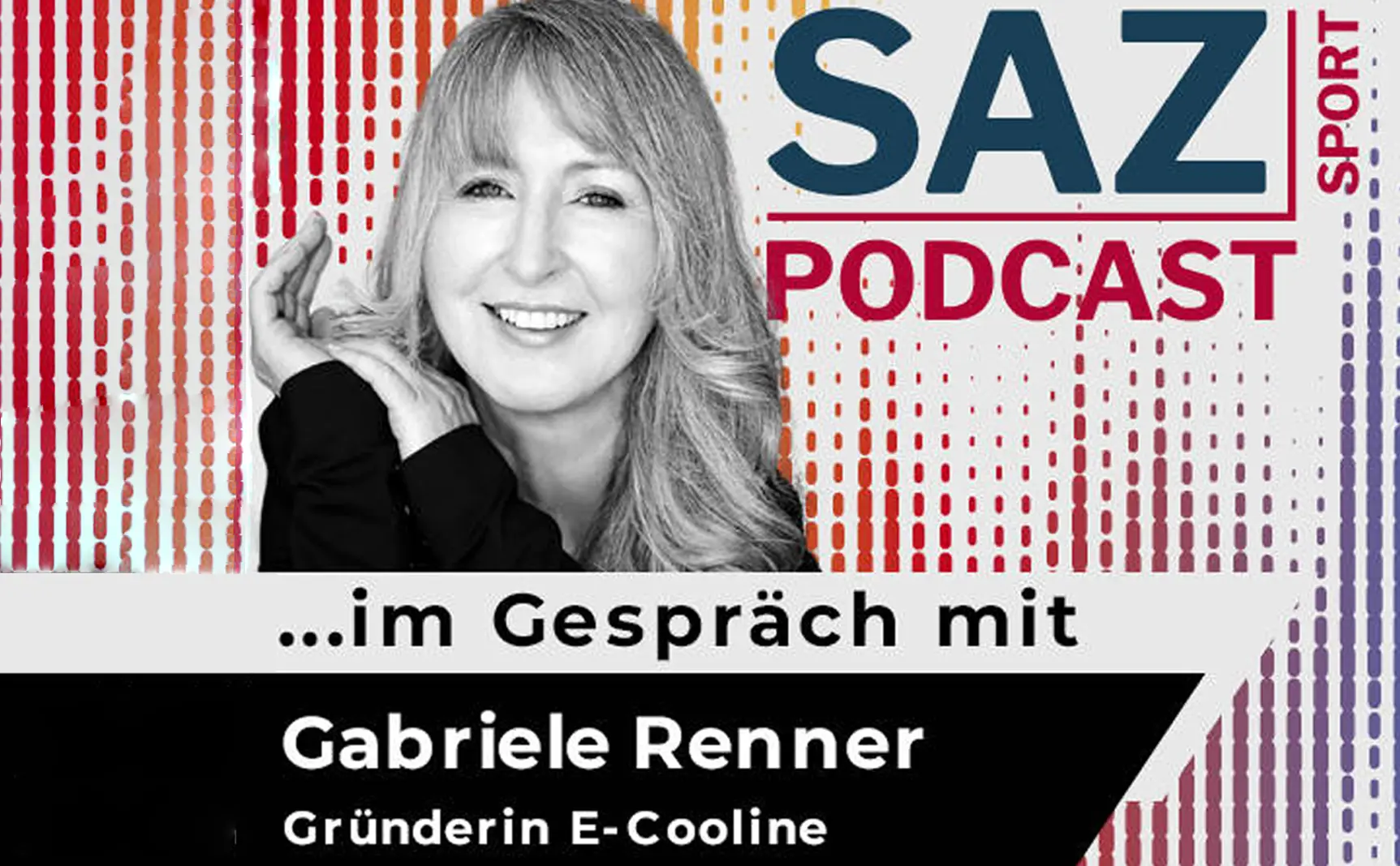 SAZ Podcast Logo mit Gabriele Renner - SAZ Sport Interviewt Gabriele Renner
