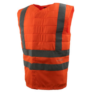 SX3 Cooling Vest with Reflectors by E.COOLINE, featuring a Velcro closure at the front in the high-visibility color orange
