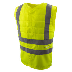 SX3 Cooling Vest with Reflectors by E.COOLINE, featuring a Velcro closure at the front in the high-visibility color yellow