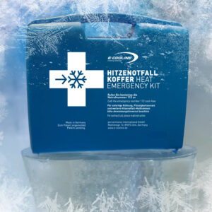 World's First Heat Emergency Kit - Image of the Kit with an icy background