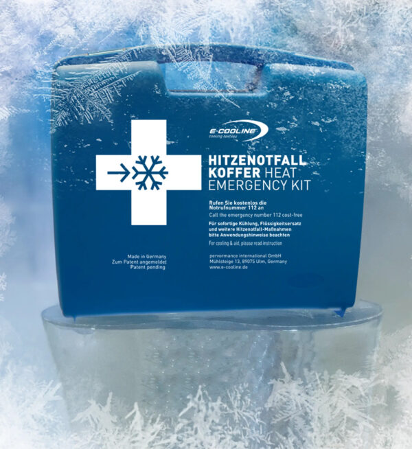 World's First Heat Emergency Kit - Image of the Kit with an icy background
