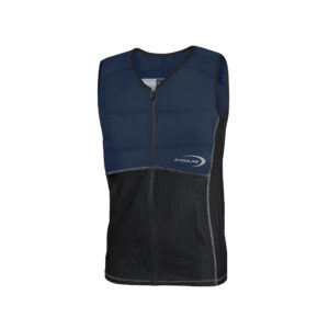 Repower Kids Cooling Vest with front zipper by E.COOLINE, two-tone blue/black, medical device