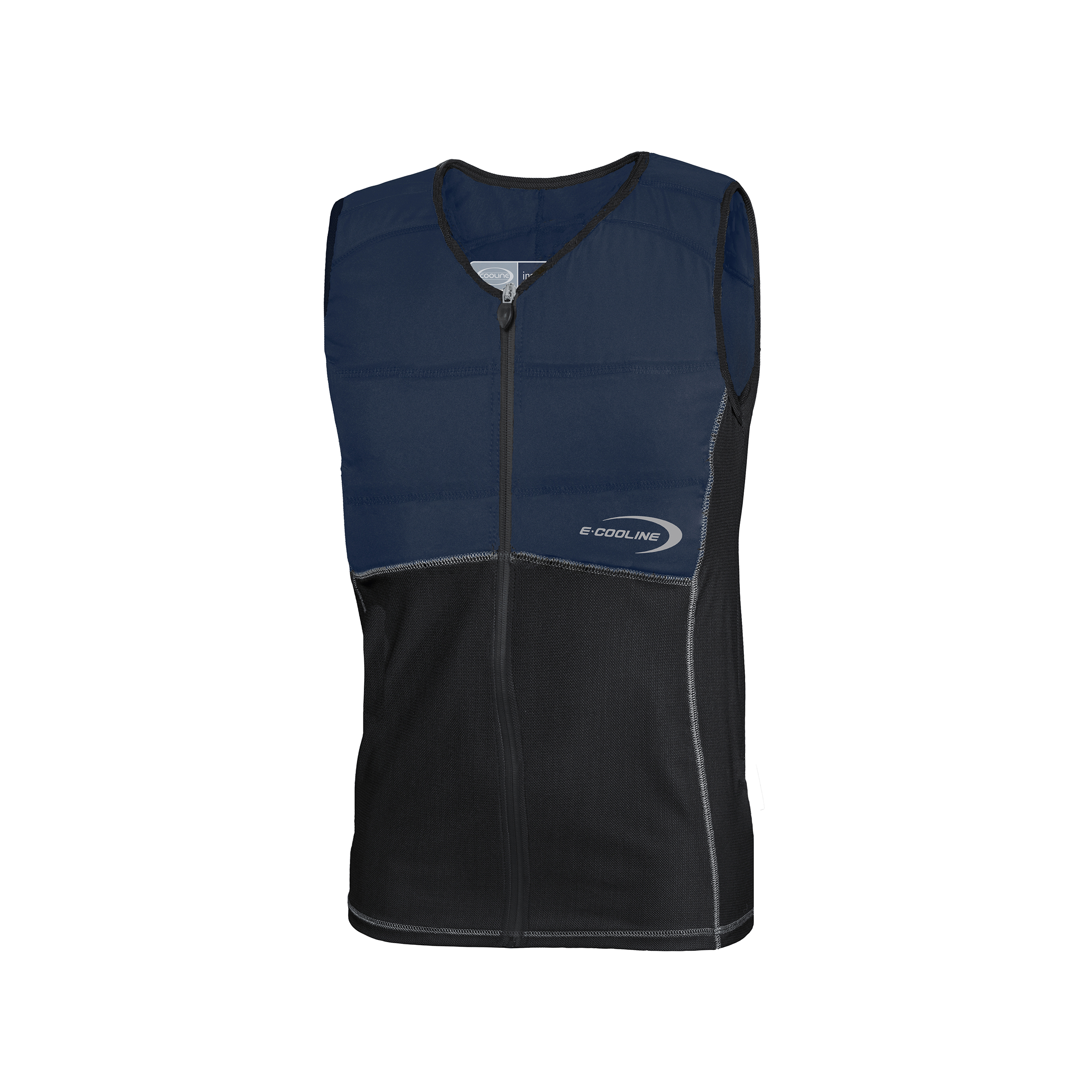 Repower Kids Cooling Vest with front zipper by E.COOLINE, two-tone blue/black, medical device