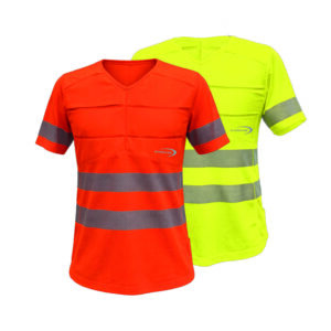Cooling T-shirt SX3 with reflectors from E.COOLINE in the signal colors orange and yellow