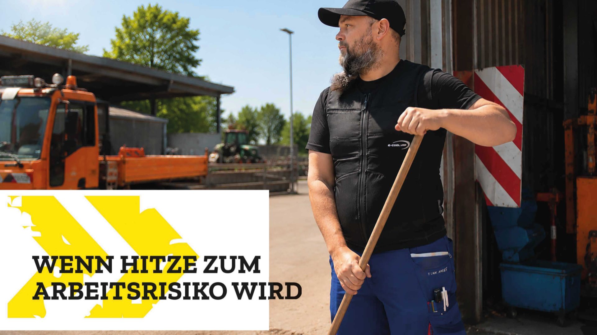 Pressetext  Arbeitsschutz - aber sicher: Wenn Hitze zum Arbeitsrisiko wird - Arbeiter mit E.COOLINE Kühlkleidung